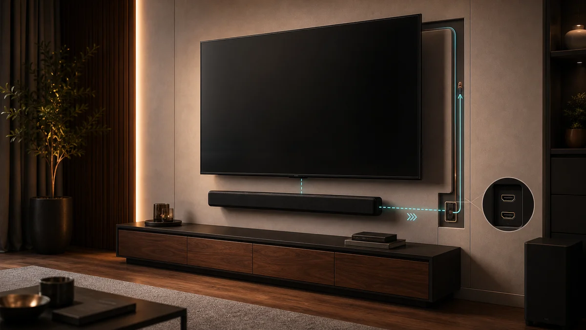 電視壁掛與Soundbar安裝2026｜高度、VESA、eARC走線與客廳視聽