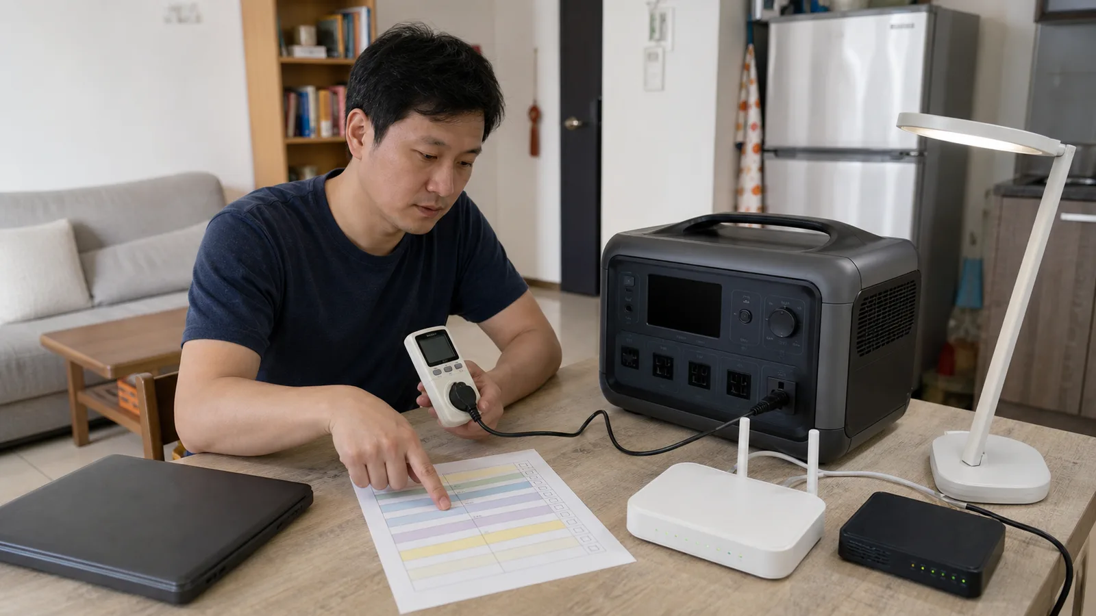 行動電源站怎麼選？停電負載表、Wh 計算與 UPS／冰箱驗收