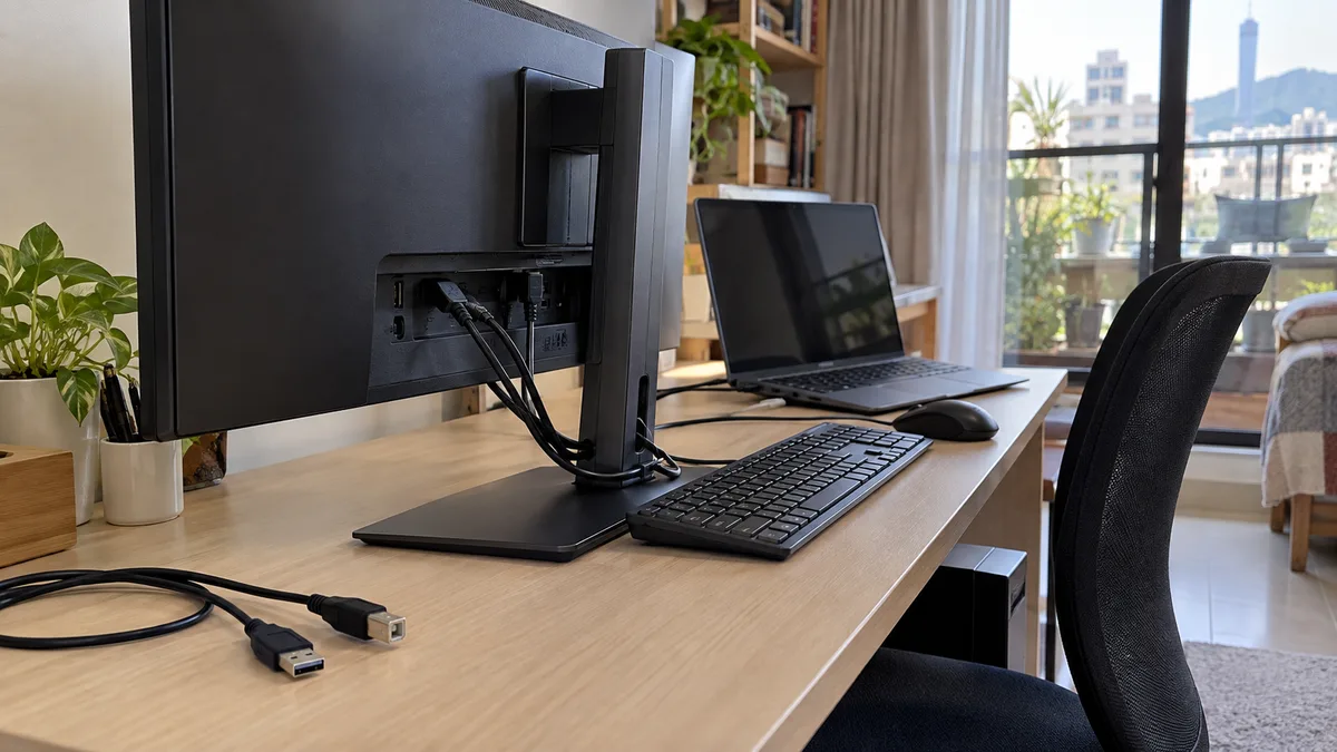 螢幕 USB 孔沒反應？上行線、KVM 切換與待機排查